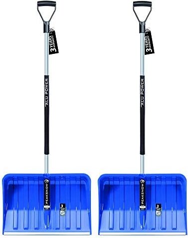 Prosperplast 2X Ergonomische Schneeschaufel - Schneeräumer Für Kleine Und Große Schneemengen Kunststoff-Blatt, Aluminiumkante, Aluminium-Stiel Mit Separatem Griffbereich
