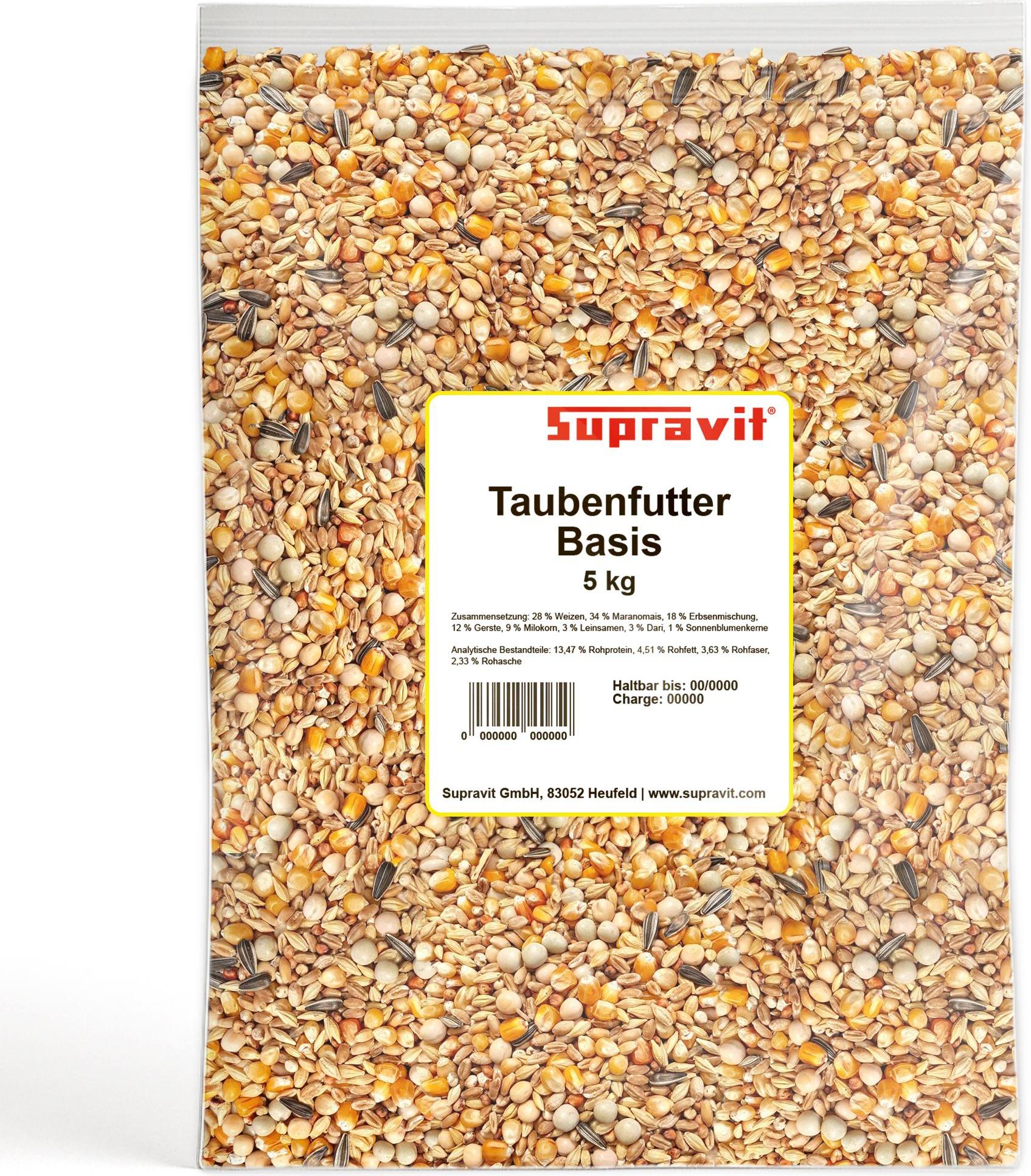 Hilnes Supravit Taubenfutter Basis 5 kg | Körnermischung Ganzjahresfutter für Tauben aus hochwertigen Saaten & Getreide 71004