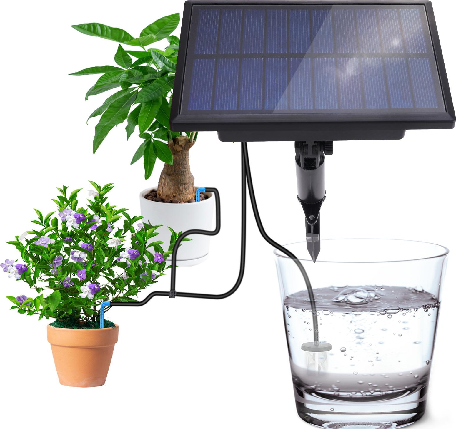 Lixada Solar Drip Irrigation Kit for 10 Potted Plants with 6 Timer Modes 400ml/min Flowrate 33ft Hose Automatic Plant Watering Devices with Inserted Stake K_3111250064111_250707_30024