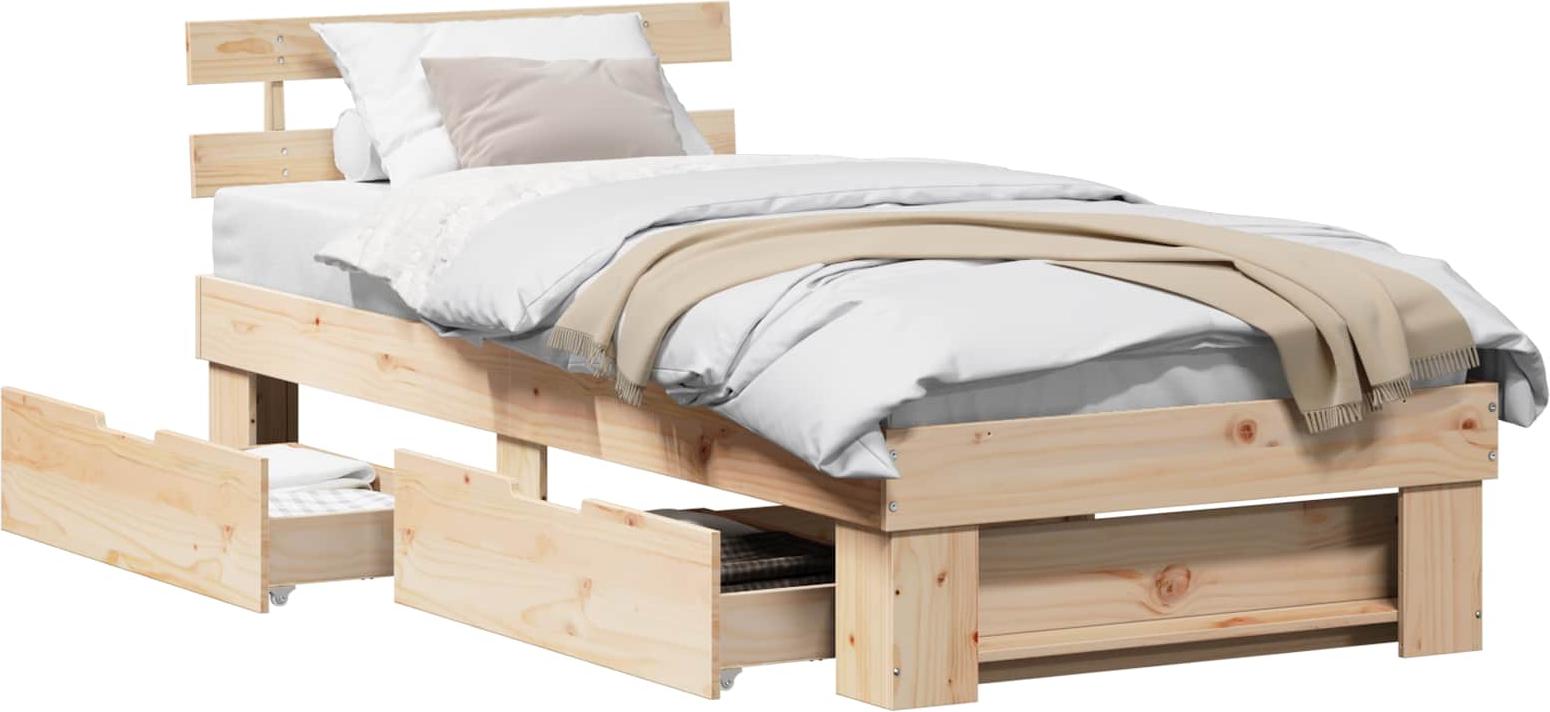 Syfax Bettrahmen mit Kopfteil Natur 100 x 200 cm Massives Kiefernholz 471872539