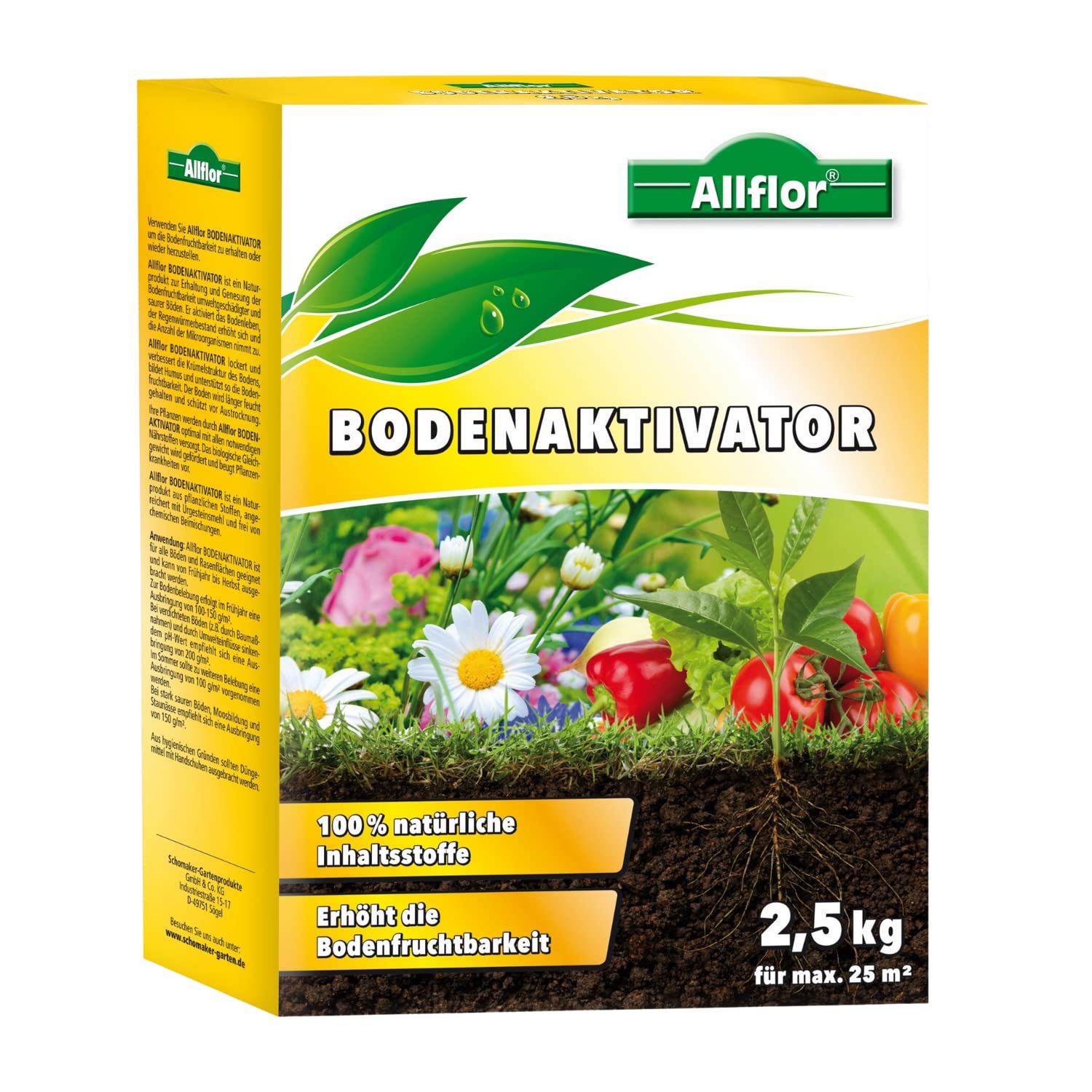 Schomaker- Gartenprodukte Allflor Bodenaktivator 2,5kg - Erhöht die Bodenfruchtbarkeit, Ideal für beanspruchte Böden