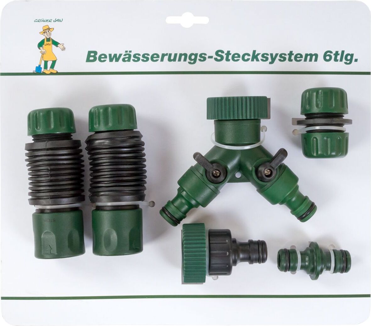 Buri 2-Wege Schlauchverteiler mit Wasser-Stopp, flexibler Mittelteil gegen Abknicken für Garten