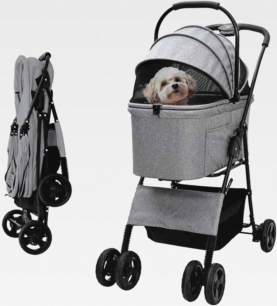 Markenlos Faltbarer Haustierwagen Grau 81 x 47 x 99 cm 600D Ox Stoff,Tier- & Haustierbedarf,Haustierbedarf,Pet-Stroller,Grau,8.24 KG,42012436