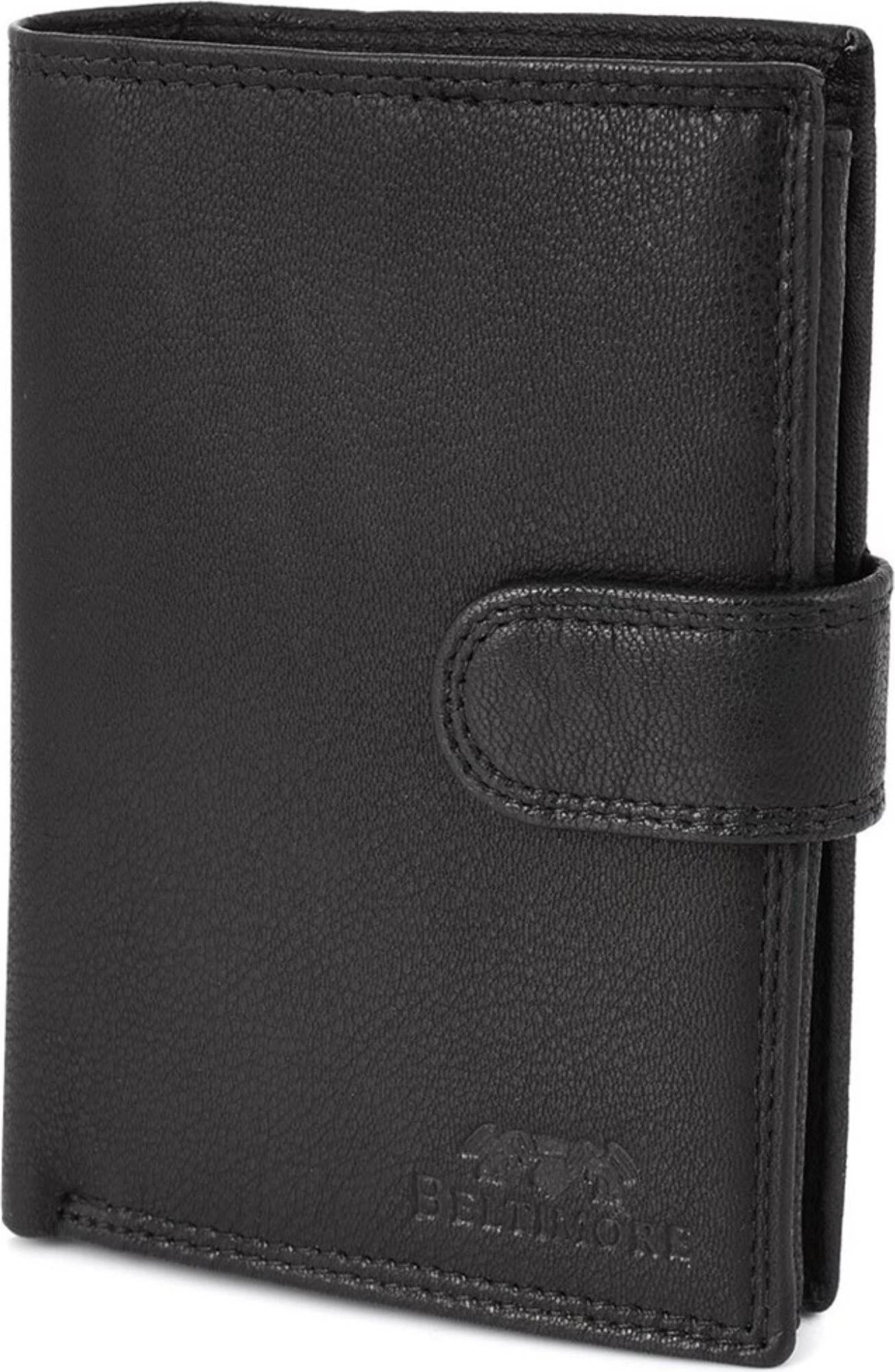 Beltimore Klassische Herren-Geldbörse aus Naturleder, groß, vertikal, schwarz, RFID-geschützt k45
