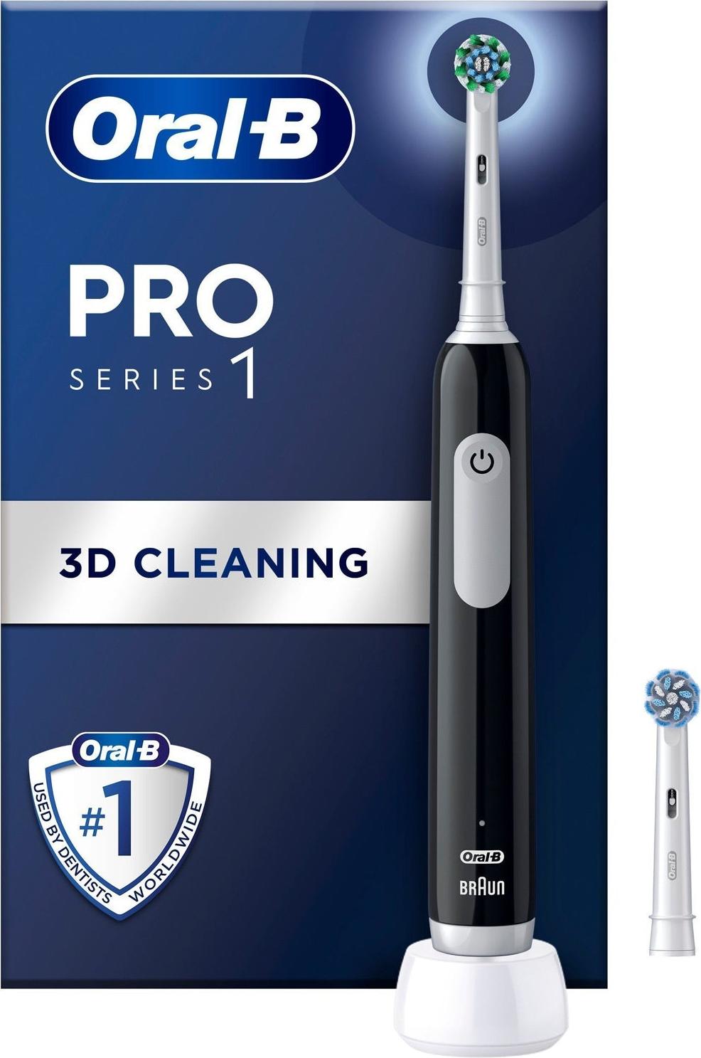 Braun Oral-B Elektrische Zahnbürste Pro1 Schwarz + Extra Nachfüllung