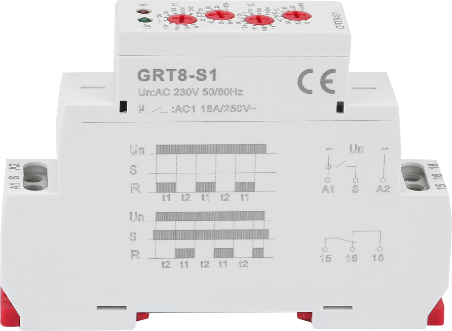 Cocosity GRT8-S1 Asymmetrischer Mini-Zykluszeitschalter ON/OFF Wiederholung der Zykluszeit Relais AC 230V