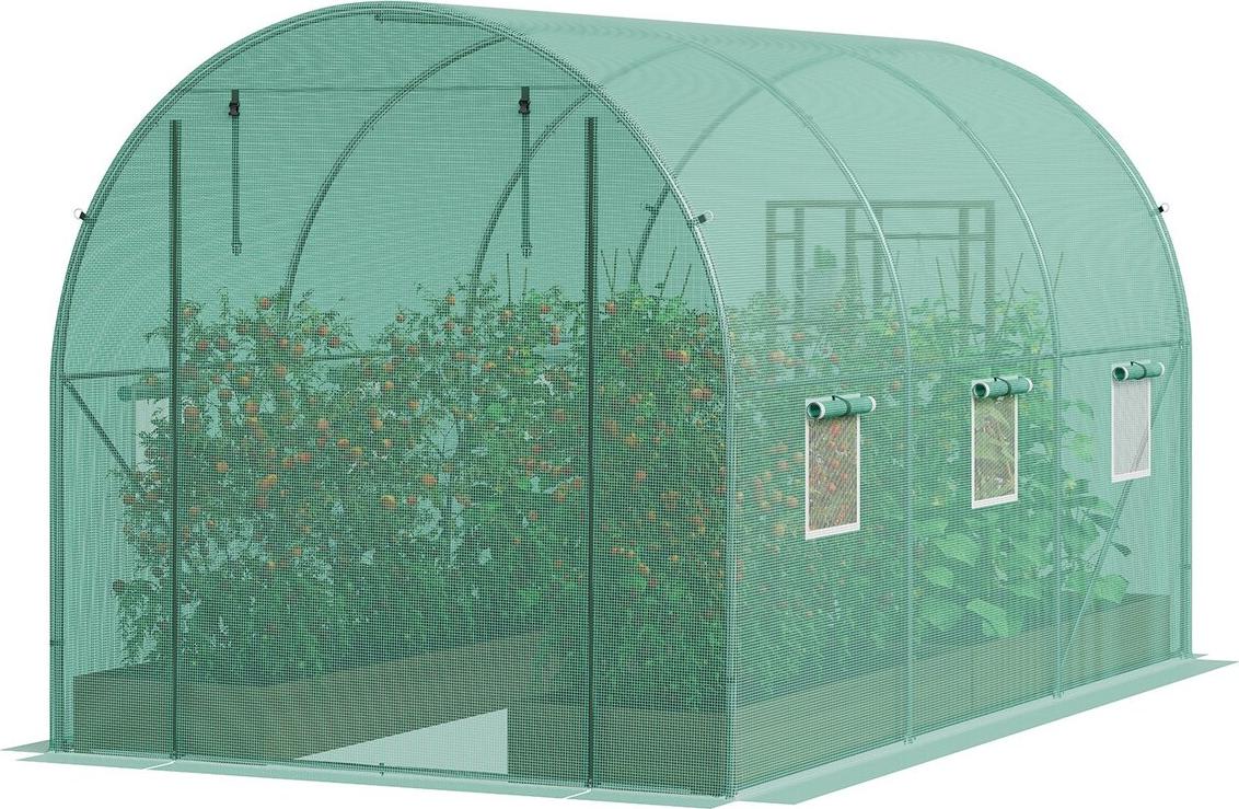 VEVOR Walk-in Tunnel Greenhouse 11.32x6.4x6.3ft Galvanized Frame PE Cover Green 2×3.5×2m(3G