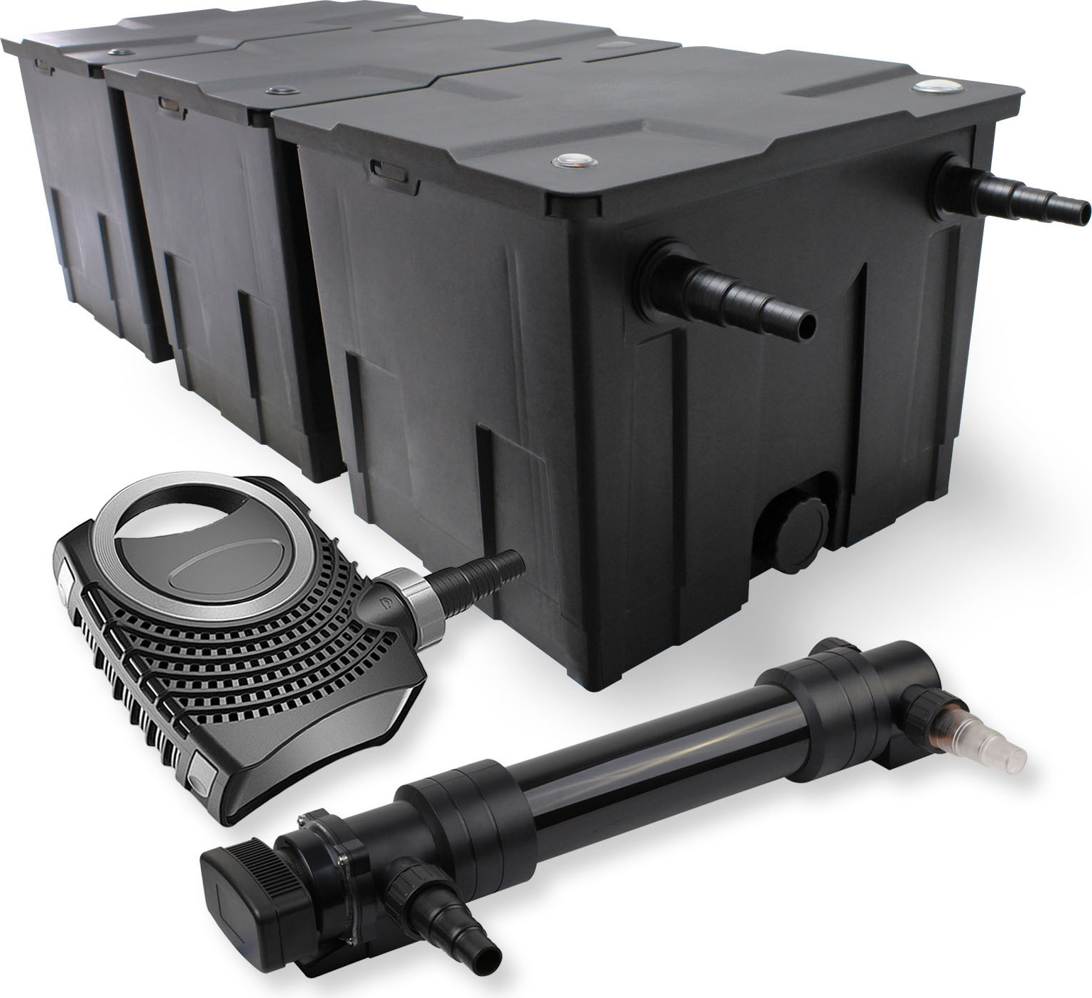 Kit Filtration Bassin SunSun Complet - Filtre CBF-350C 90000L, Pompe 12000L/h, UV 36W, écumeur, Fontaine