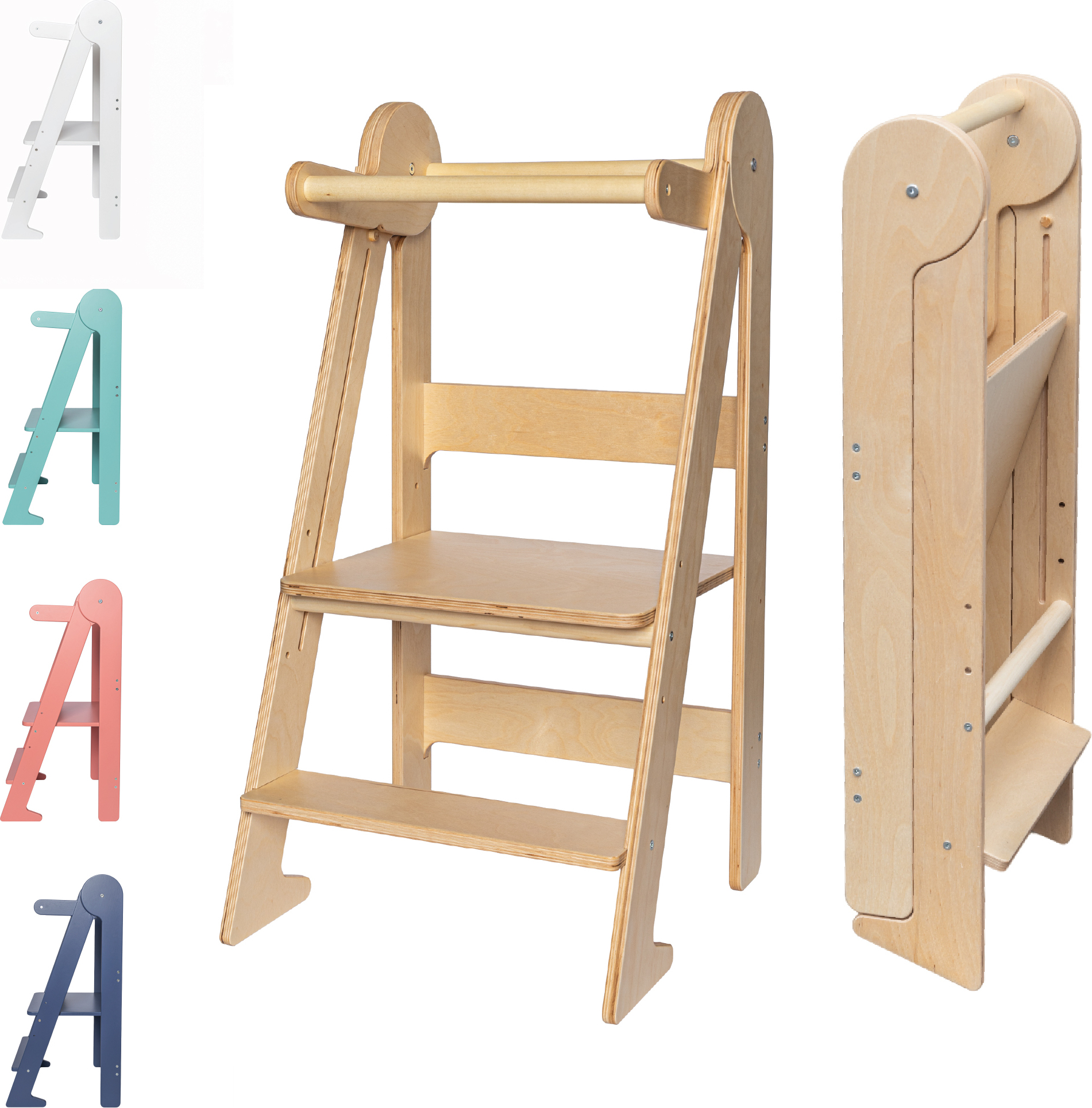 SOFTHOM Lernturm Klappbar - Montessori Tower Mit Whiteboard Für Kinder