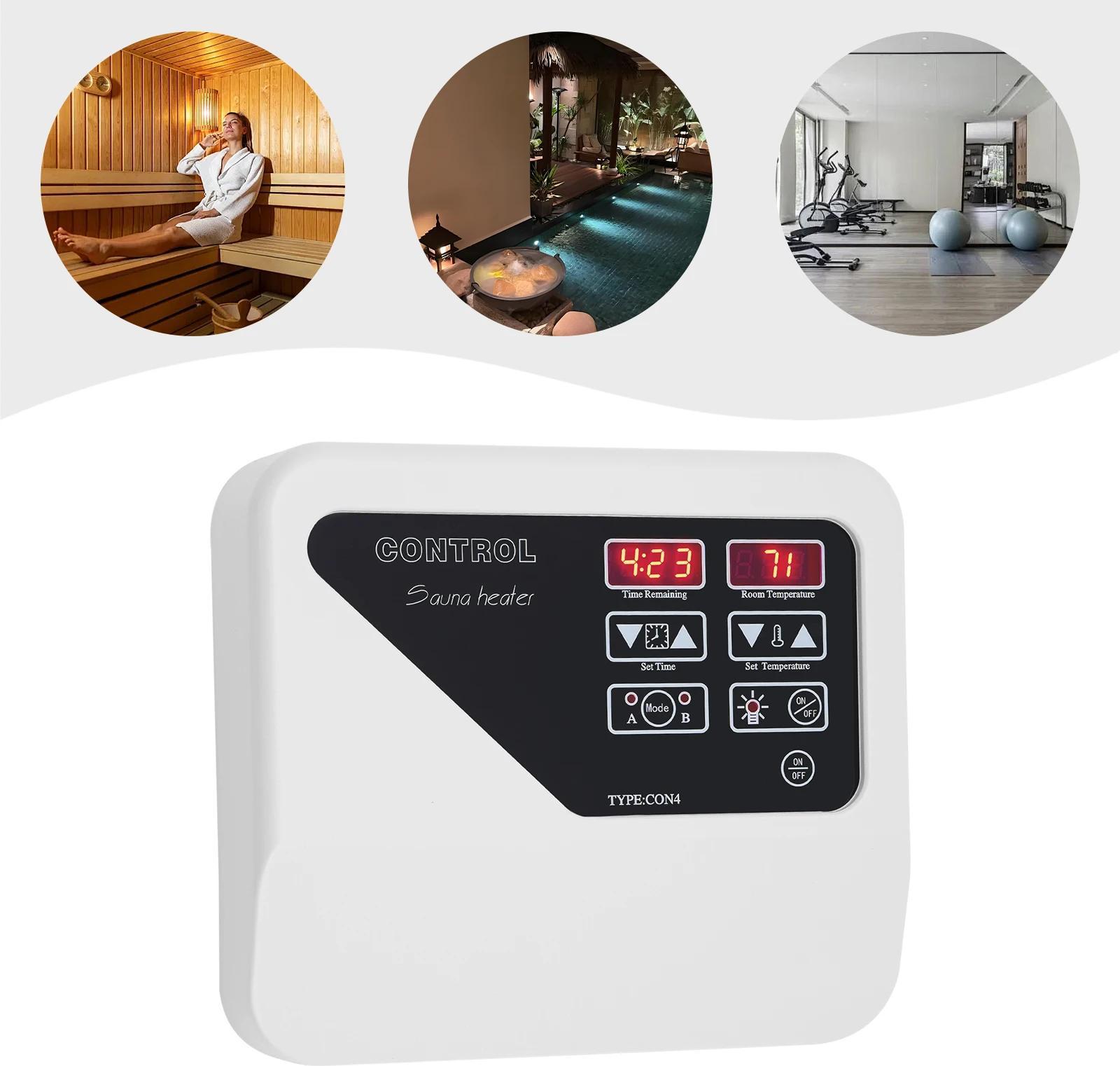 StarTech Saunaofen Temperaturregler - Wandmontage Thermostatsteuerung - 380–415 V - Für 3–9 kW - Temperatur 40–105 °C - Standardzeit 2 h - Cremeweiß + Schwarz