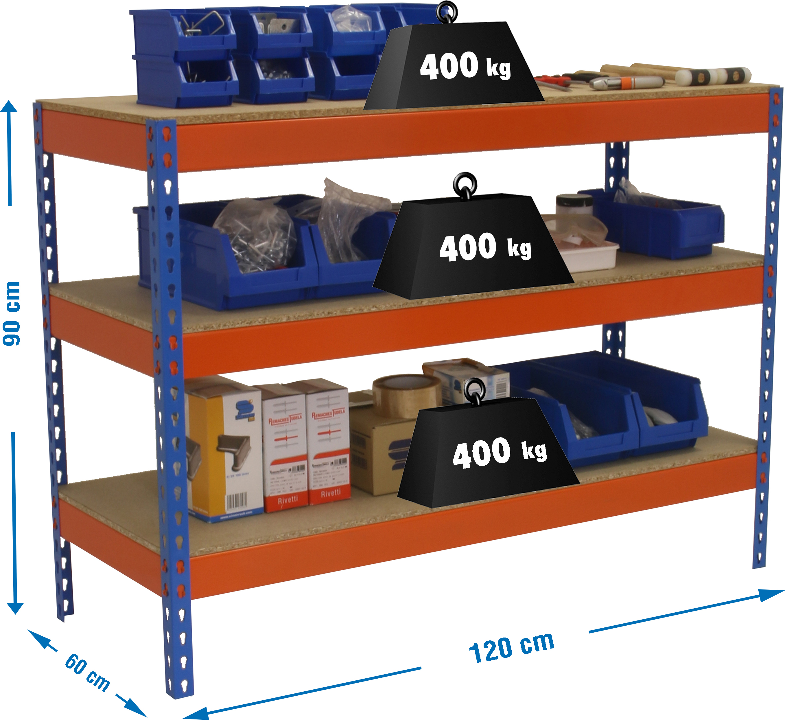Simonrack Werkbank SIMONWORK BASIC 3 orange, blau 120,0 x 60,0 x 90,0 cm
