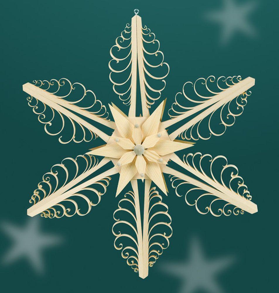 Herstellung von Baum- & Fensterschmuck Martina Rudolph Fensterschmuck Spanstern Mitte mit 2 Kiefersterne BxHxT=32x32x3,5cm NEU 119