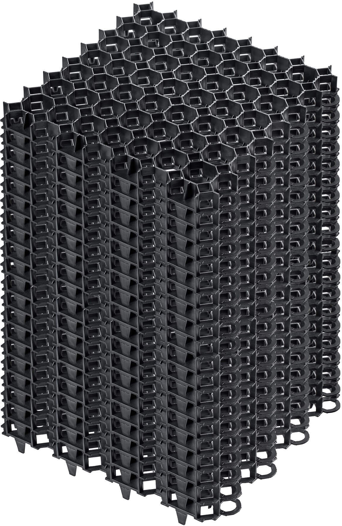 KADAX Rasengitter aus Kunststoff "Forsa", Paddockplatte, Rasengitterplatten, Schwarz, 50cm, 20 Stück K3941