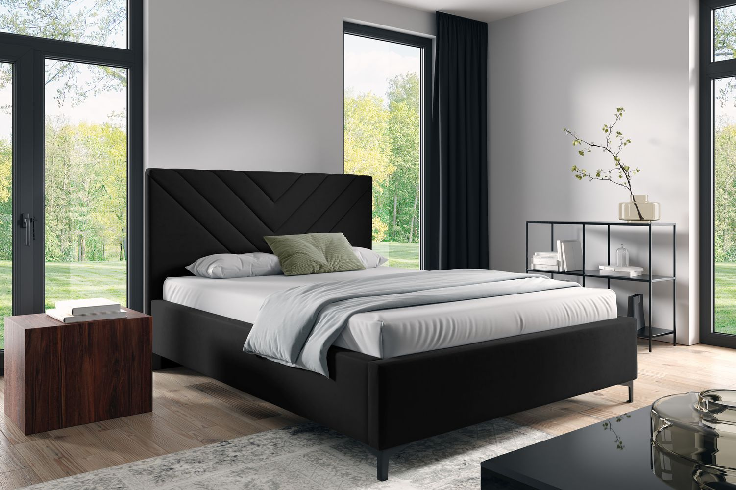 Čalúnená posteľ 160x200 ODETA 9 - čierna