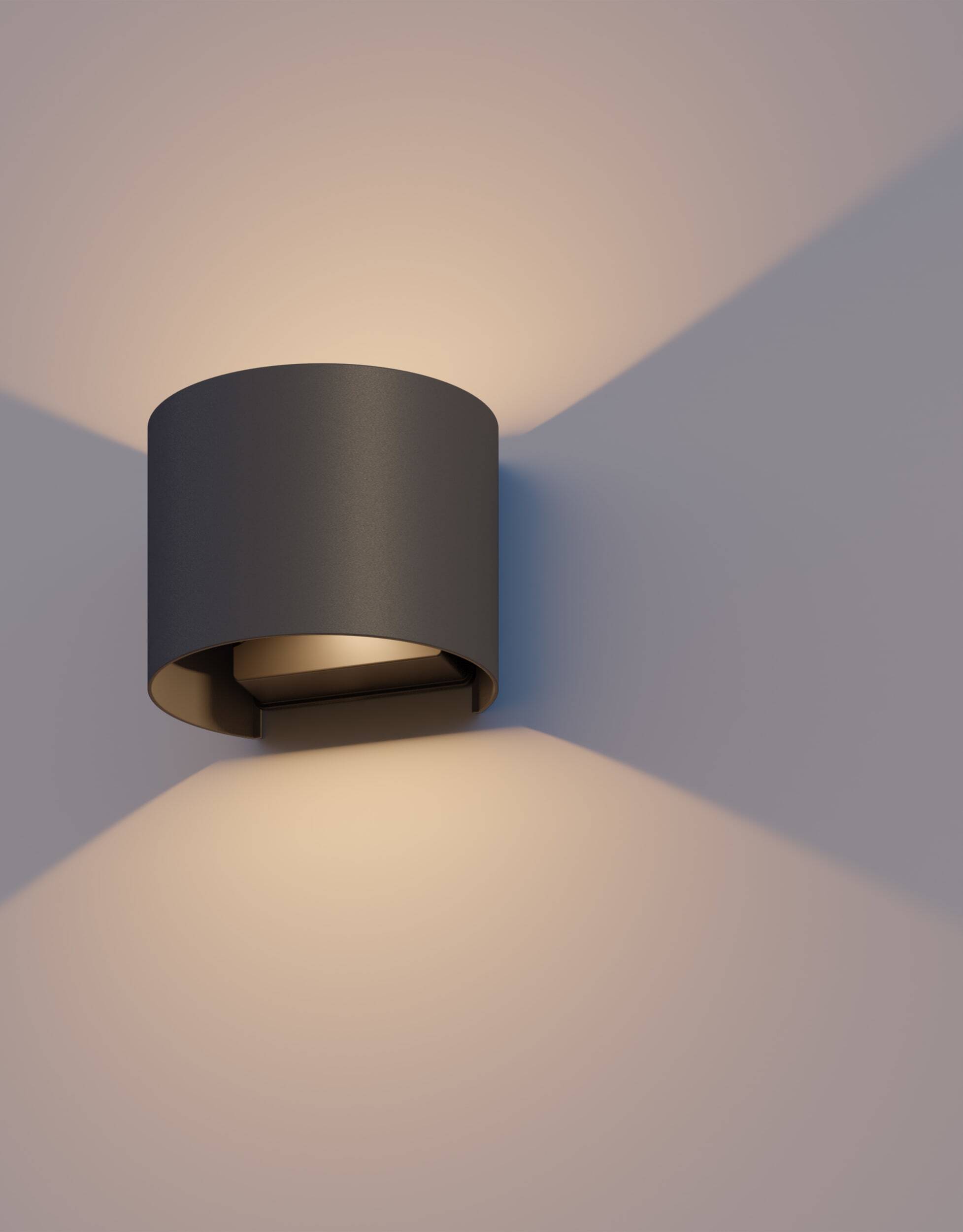 Calex Verona Wandleuchte, für Außen & Innen, warmweißes Up & Down Licht, einstellbarer Lichtstrahl, wasserdicht, Schwarz 7001000300