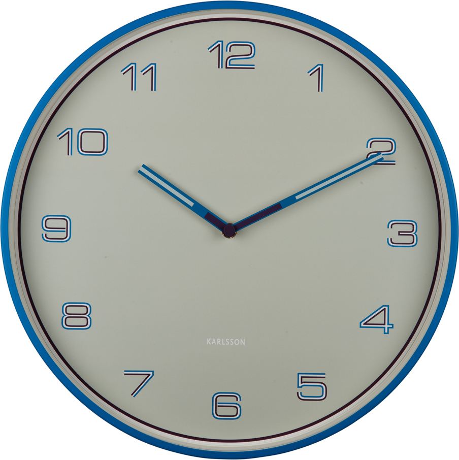 Karlsson – Wanduhr mit linierten Zahlen – Hellblau – Ø40 cm KA6013BB