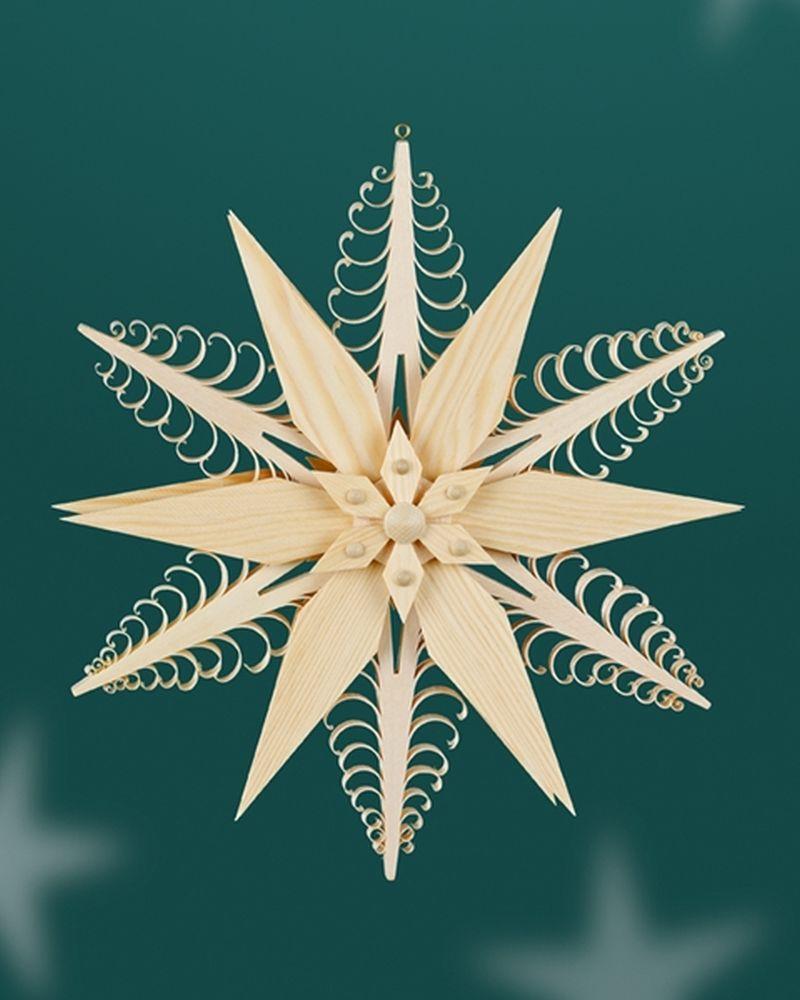 Herstellung von Baum- & Fensterschmuck Martina Rudolph Fensterschmuck Spanstern Mitte 2 Sterne (beidseitig) BxHxT=24x24x3,5cm NEU 124