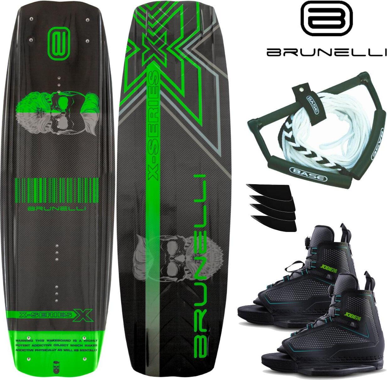 BRUNELLI CARBON Wakeboard Package 138 cm Wake Binding Wakeboardbindung Wakeboard - Groesse: S-M (38-42) BRUNELLI-BO-BI-HT-GREEN