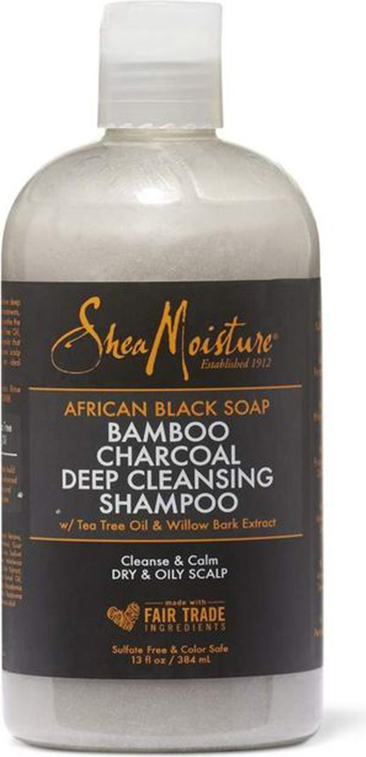 Shea moisture Bambucké maslo africké ?ierne mydlo bambusové uhlie šampón 384ml