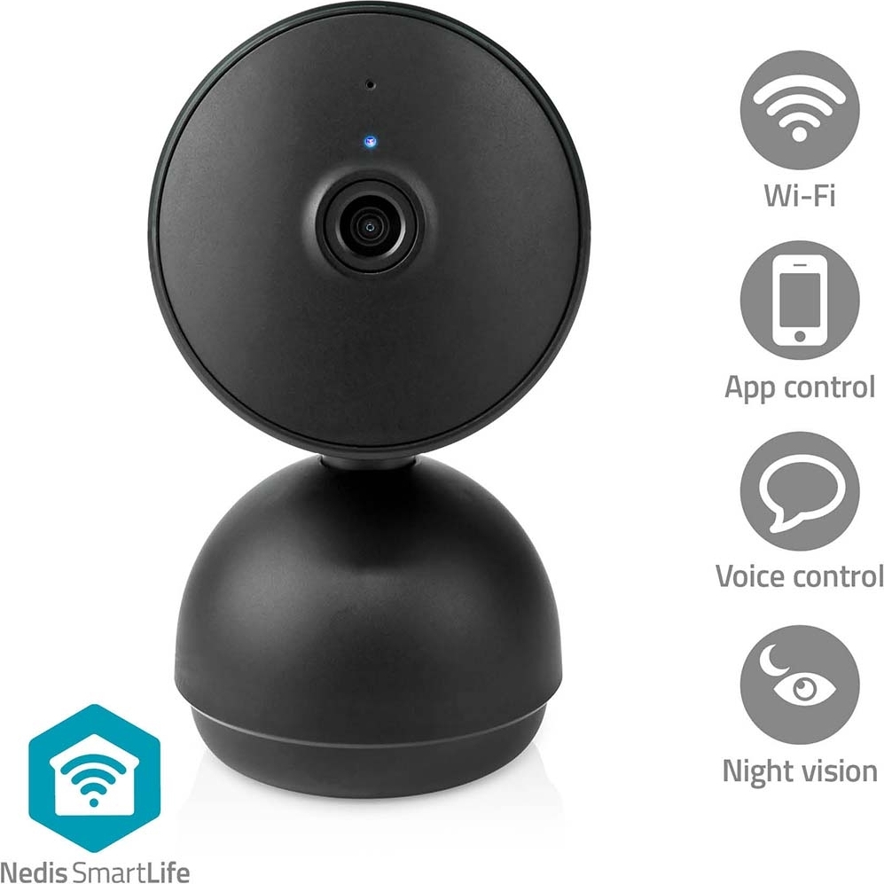 Interiérová kamera SmartLife | Wi-Fi | Full HD 1080p | Náklon panvice | Cloud Storage (voliteľné) / microSD (nie je súčasťou dodávky) / Onvif | So snímačom pohybu | Nočné videnie | čierna