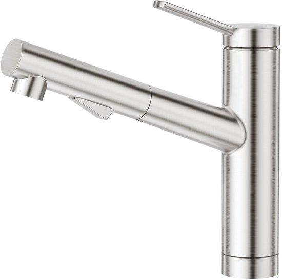 OEM Küchenarmatur mit ausfahrbarem Düsenkopf, 2 Düsenarten, 120° drehbarer Küchenmischer, Küchenarmatur aus Edelstahl, gebürstet. 2026