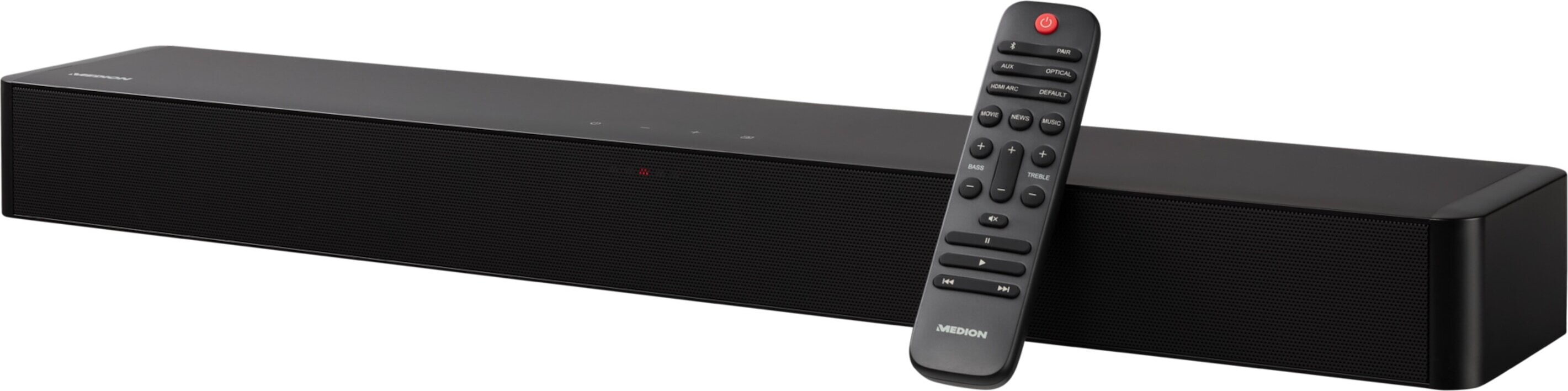 MEDION P61155 2.0 Soundbar s Bluetooth (vrátane diaľkového ovládania, dotykového ovládania, HDMI (ARC), AUX, optického vstupu, 2 x 30 W RMS)