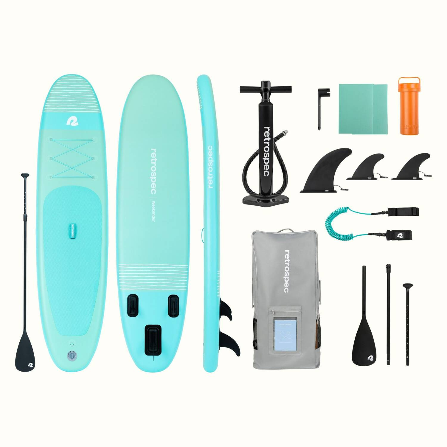 Retrospec Weekender SL 10' Nafukovací Paddleboard (Seafoam Stripes)
