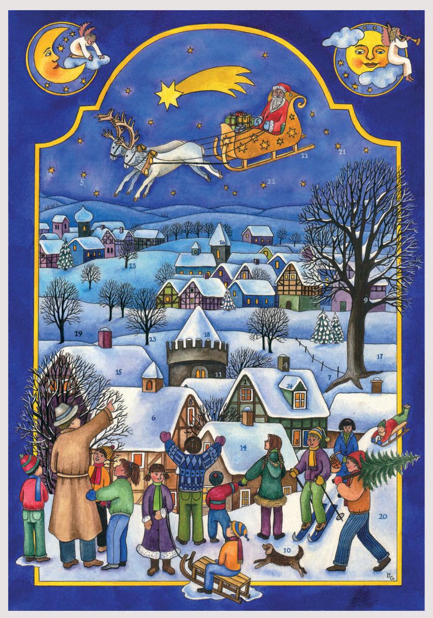 813 - Adventný kalendár - Otec Vianoc na saniach, 29,7cm x 21cm