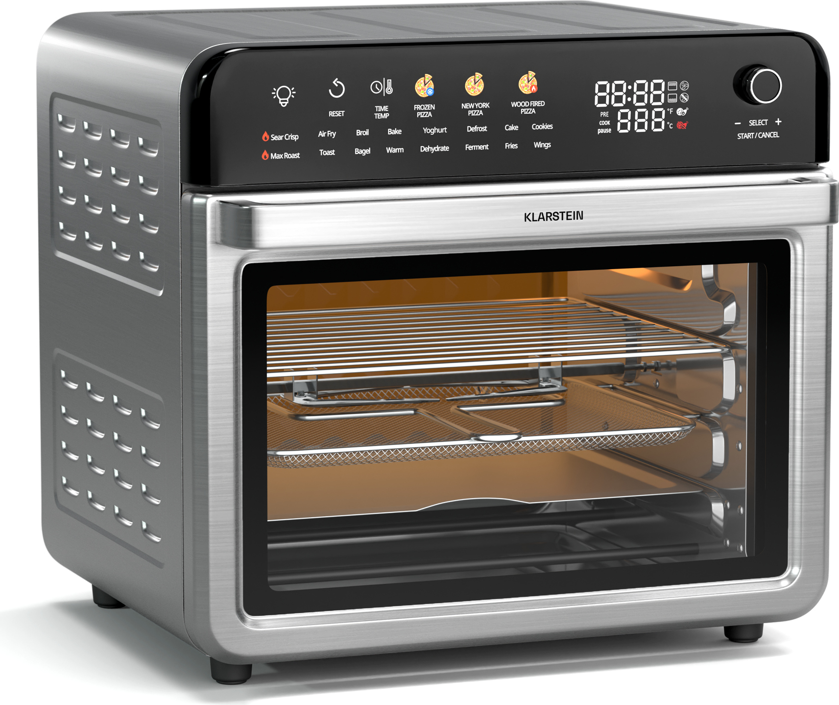 Klarstein AirGlaze Heißluftfritteuse 34L - 2200W Mit 19 Programmen & Drehspieß
