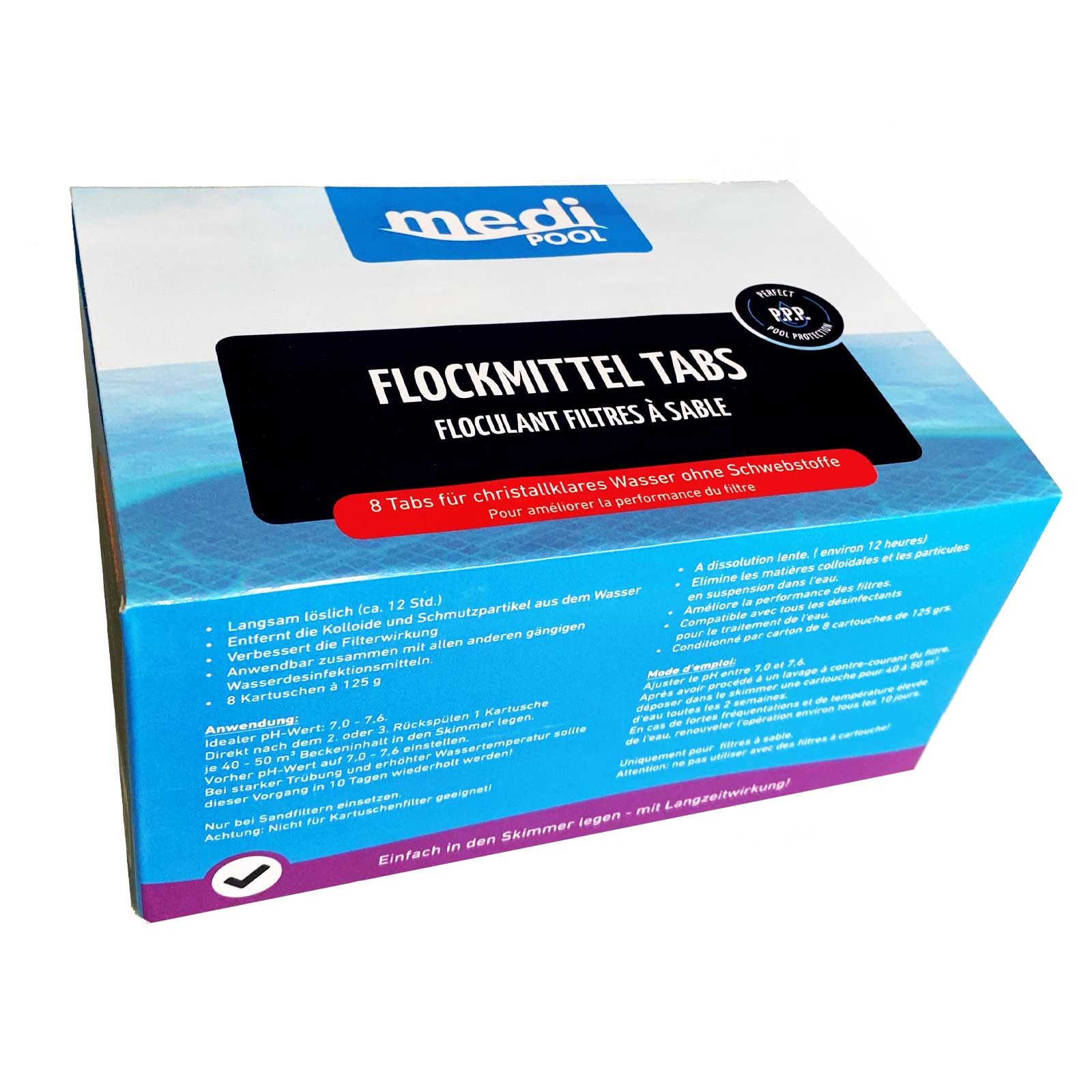 mediPOOL Flockmittel-Tabs 1 kg (8x 125 g), Flockkartuschen, Flockungsmittel, Flockungskartuschen 0908001MP
