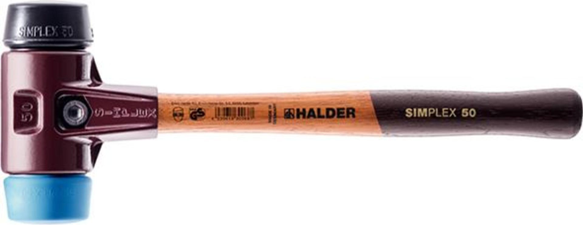 Halder 3012.260 Martello Simplex – Battente In Gomma Morbida E Nera, Impugnatura In Legno, Facce Intercambiabili