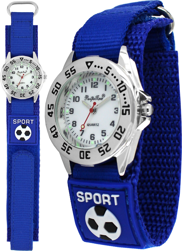 Pacific Time Kinder Armbanduhr Jungen Mädchen Kinderuhr Fußball Klettverschluss wasserdicht 87193