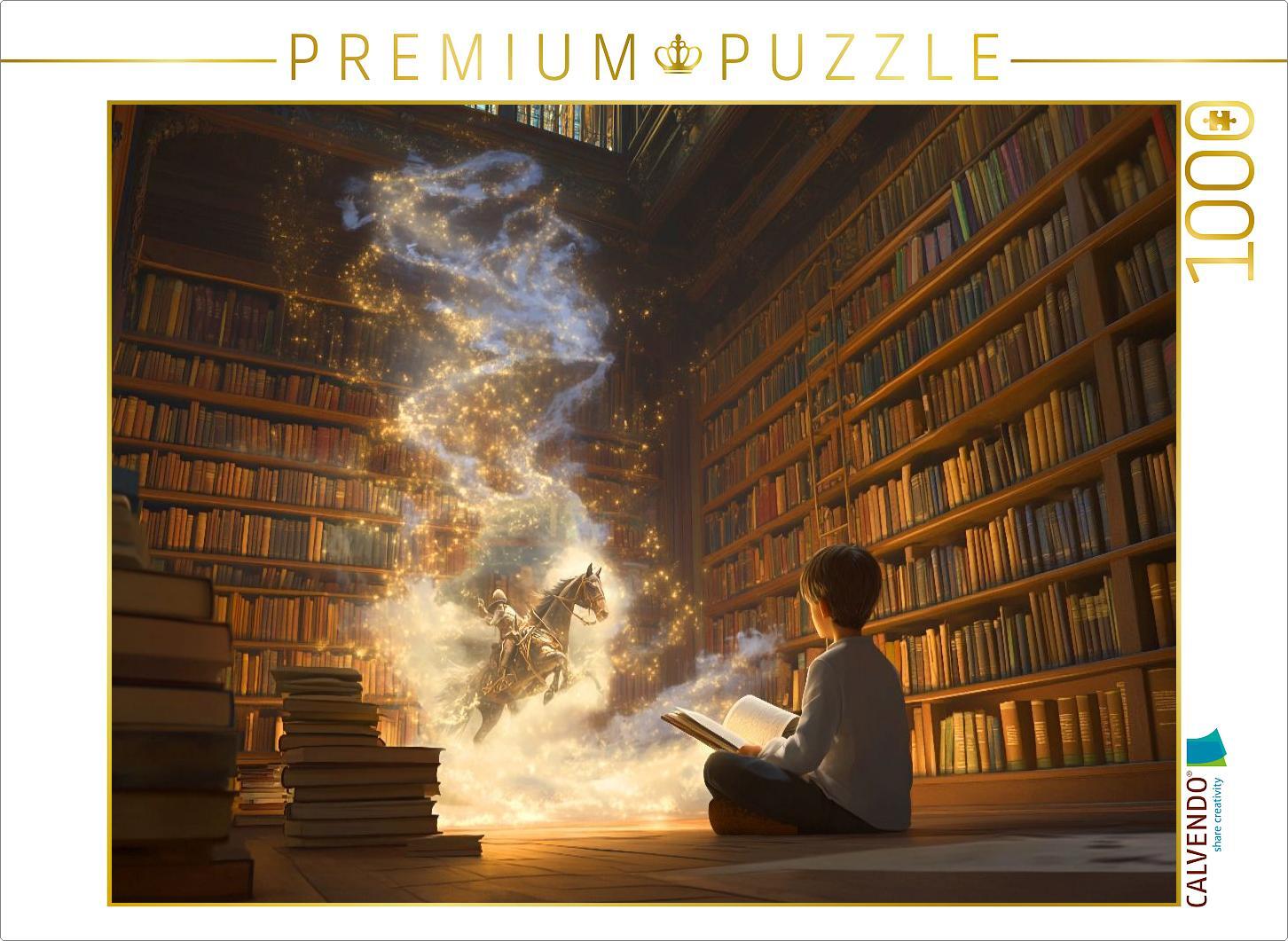 CALVENDO Puzzle Helden der Kindheit - Junge liest ein Buch | 1000 Teile Lege-Größe 64x48cm Foto-Puzzle für glückliche Stunden