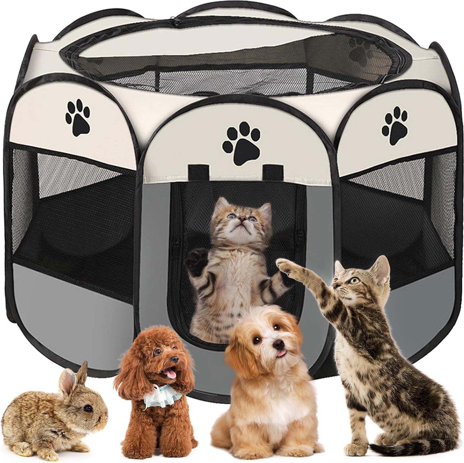 Markenlos Katzenren - Welpenren - Boxstal - Hund - Welpenauslauf - Hundezaun für Zuhause - Welpenauslauf Indoor - Laufstall - Katze - Kaninchengehege - Katzen Außenren - Kleine Tiere - Tierunterkünfte - Außenunterkunft