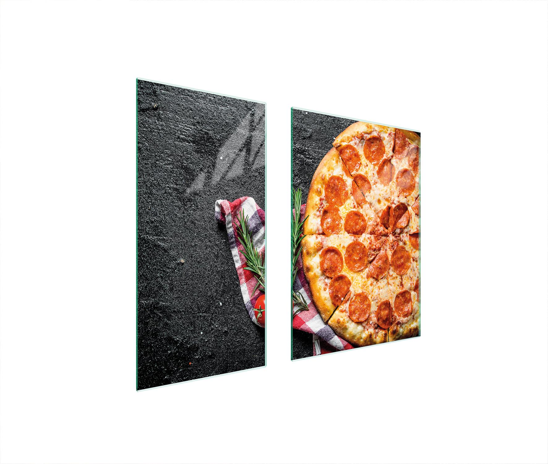 TMK ArtDeko Herdabdeckplatten 2 teilig 75x52 Ceranfeld Abdeckung Glas Schneidebrett Schiefer Pizza