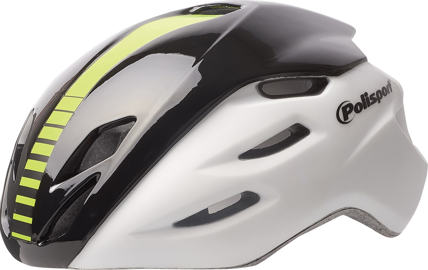 Fahrradhelm Polisport Aero-R Large 58-61 cm - Weiß Matt / Leuchtendes Schwarz / Gelb Fluor 8739800006