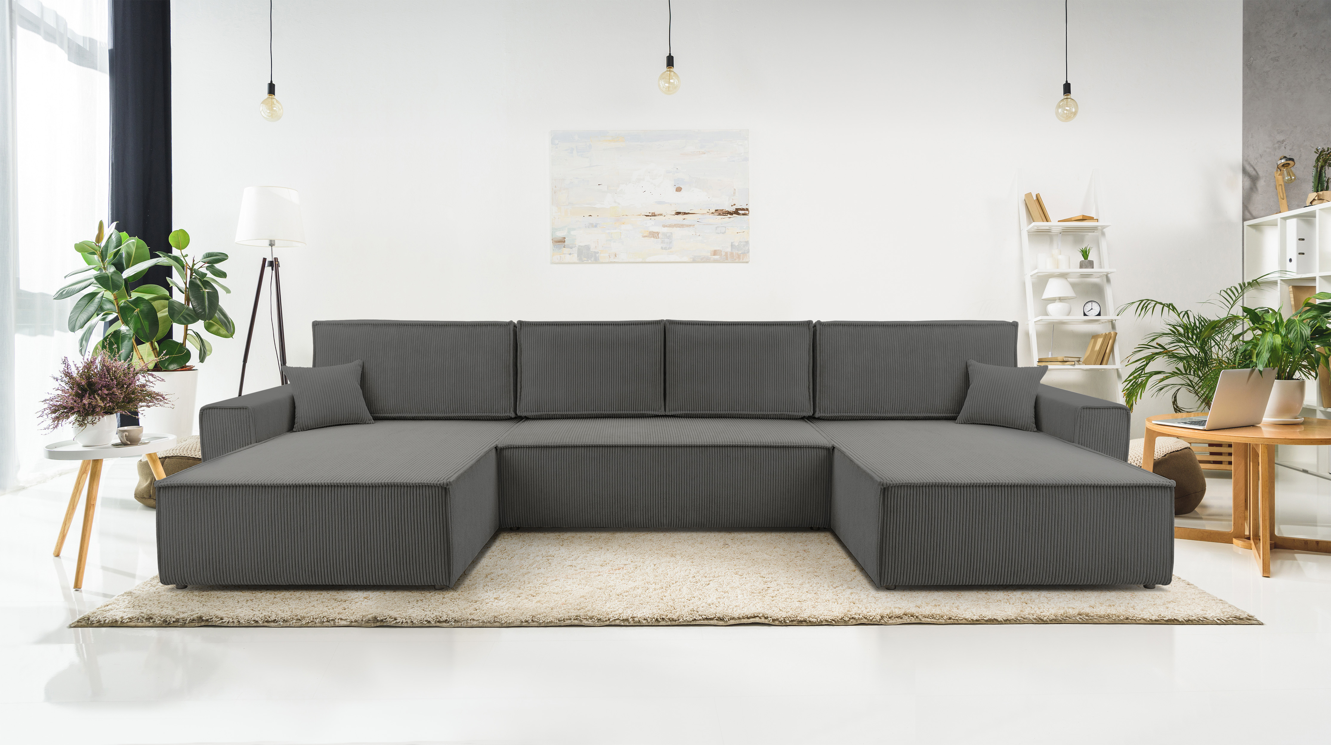 AX LIVING Sofa U Form mit Schlaffunktion Cedria Wohnlandschaft 389cm 