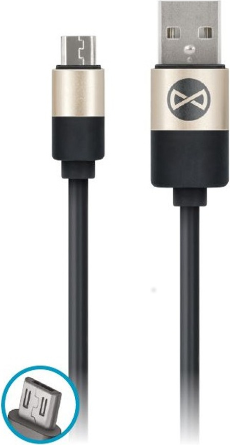 Nabíjací kábel Forever USB Dátový kábel Micro-USB Synchronizačný kábel Nabíjací kábel Modern Black pre smartfóny Android Samsung Galaxy Sony Xperia HTC Huawei LG Microsoft
