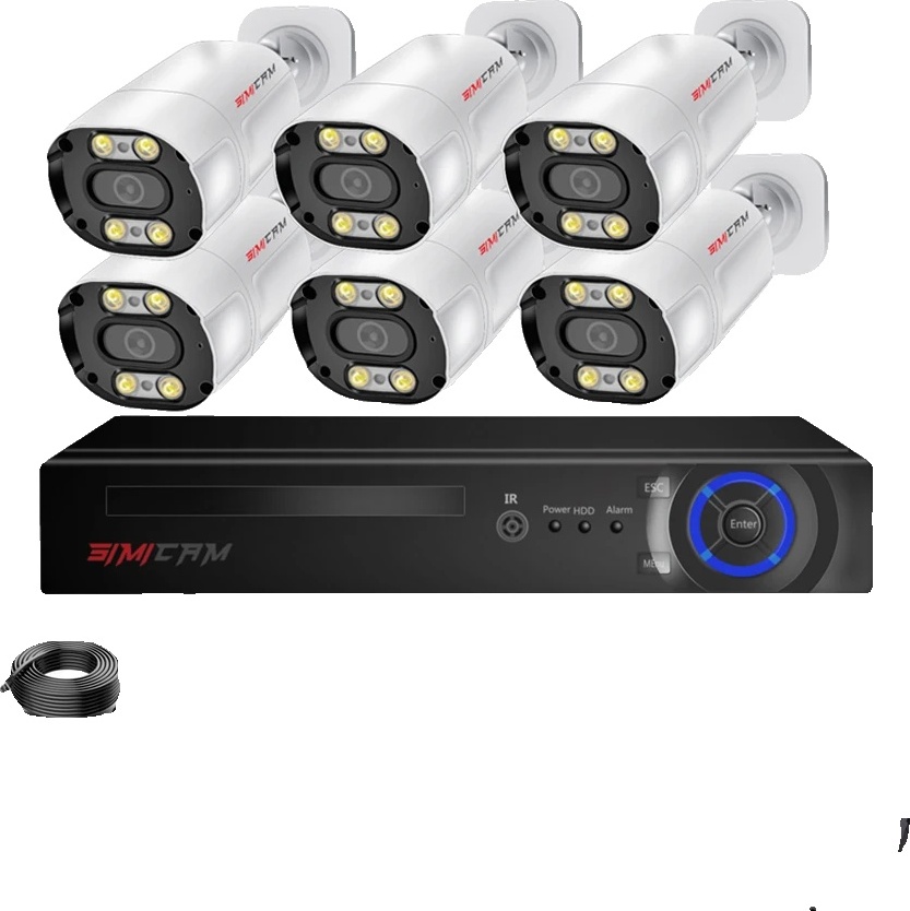 kamerový systém 4K POE, AI detekcia tváre, obojsmerný zvuk, 8CH 6ks 4K, 4T