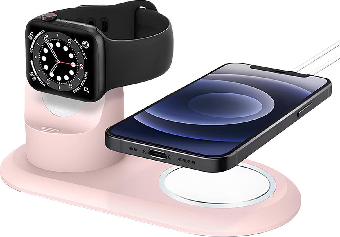 Eko, MagSafe 2-in-1-Ladestation für Apple Watch und iPhone aus TPU, Rosa