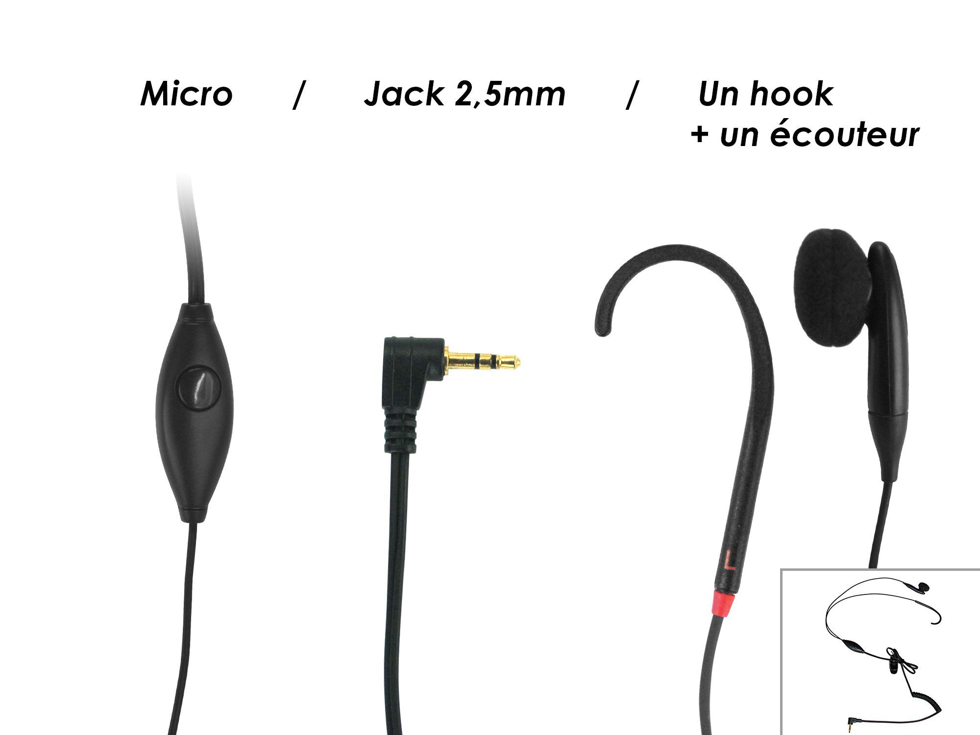 geemarc Geemarc CLHOOK5 Headset 2.5 mm Klinke schnurgebunden In Ear On Over Ear Schwarz
