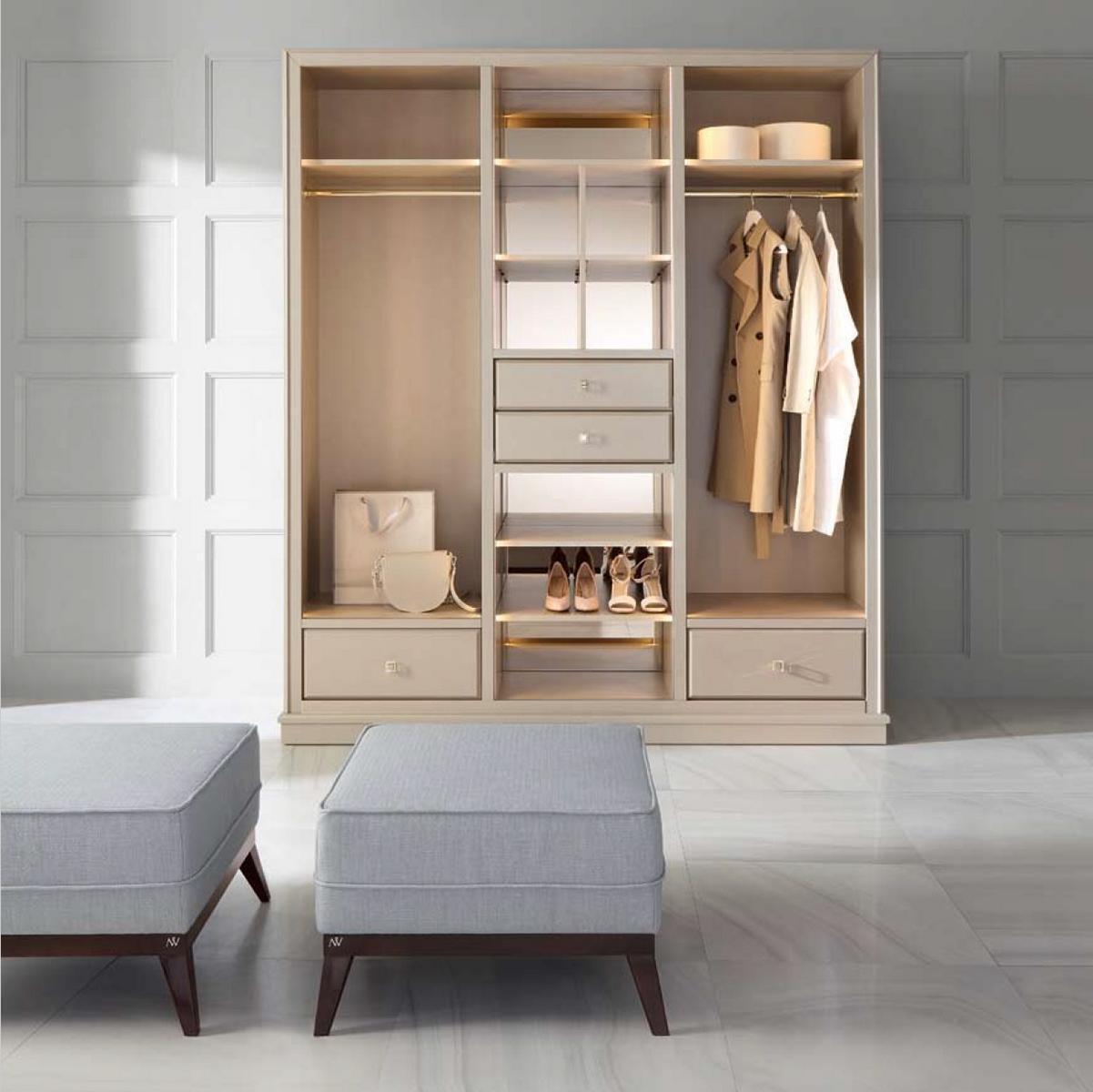 AEA Offener Kleiderschrank Schlafzimmer Schrank Begehbare Möbel Schrank Holz Beige JVM4067282174887
