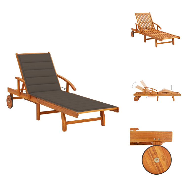 vidaXL Lehátko s vankúšom z masívneho dreva akácie - Lehátka