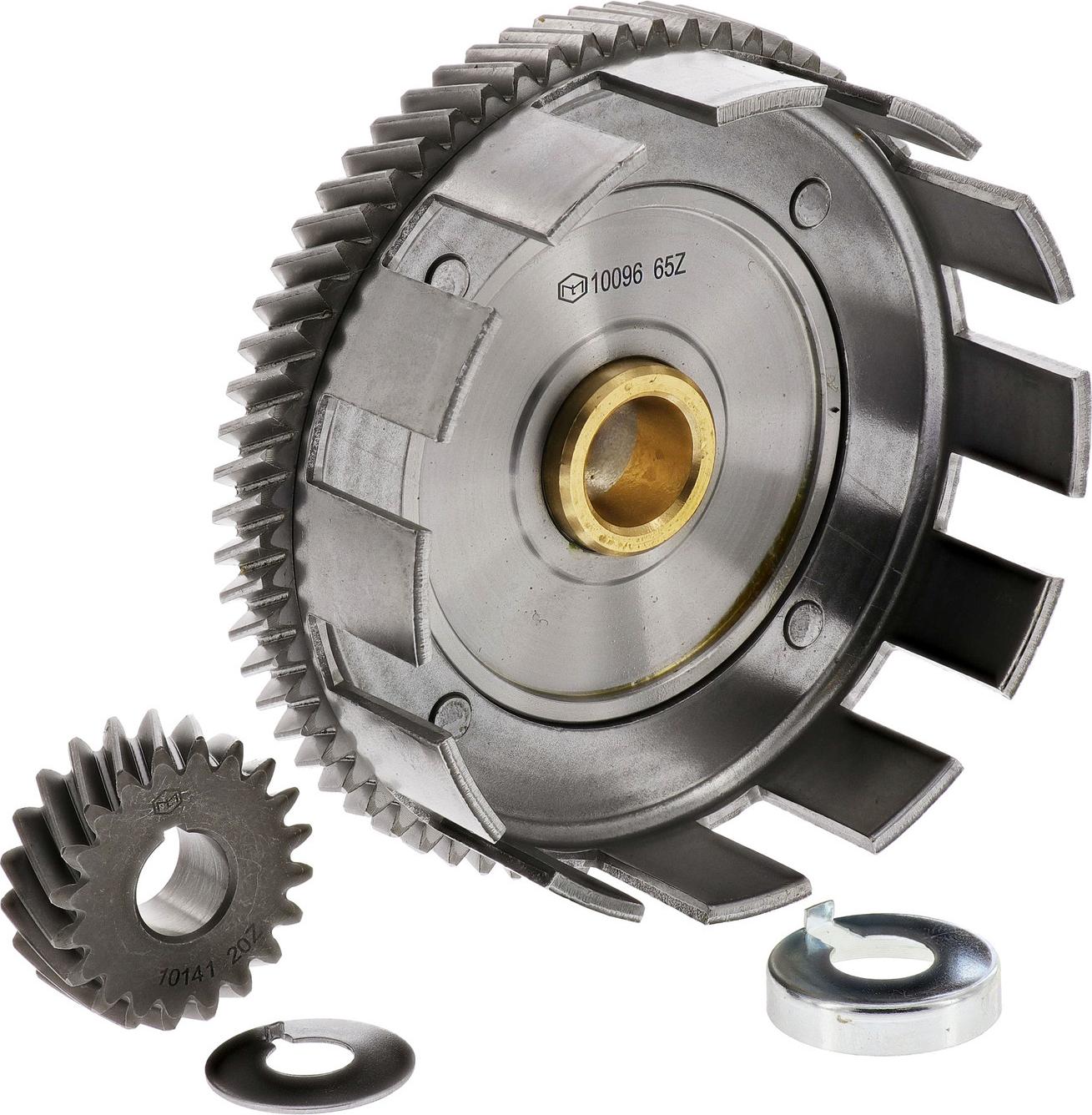 MZA Set: Kupplungskorb + Antriebsritzel + Sicherungsscheibe + Sicherungskappe, 65/20 Zahn - Simson S51, S53, SR50, KR51/2 Schwalbe 10096-C-S