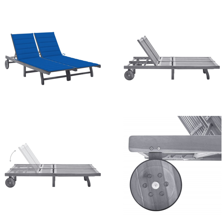 vidaXL Lehátko pre 2 osoby s vankúšom sivé akáciové masívne drevo - Lehátko - Lehátka - Drevené ležadlo - Drevené ležadlá