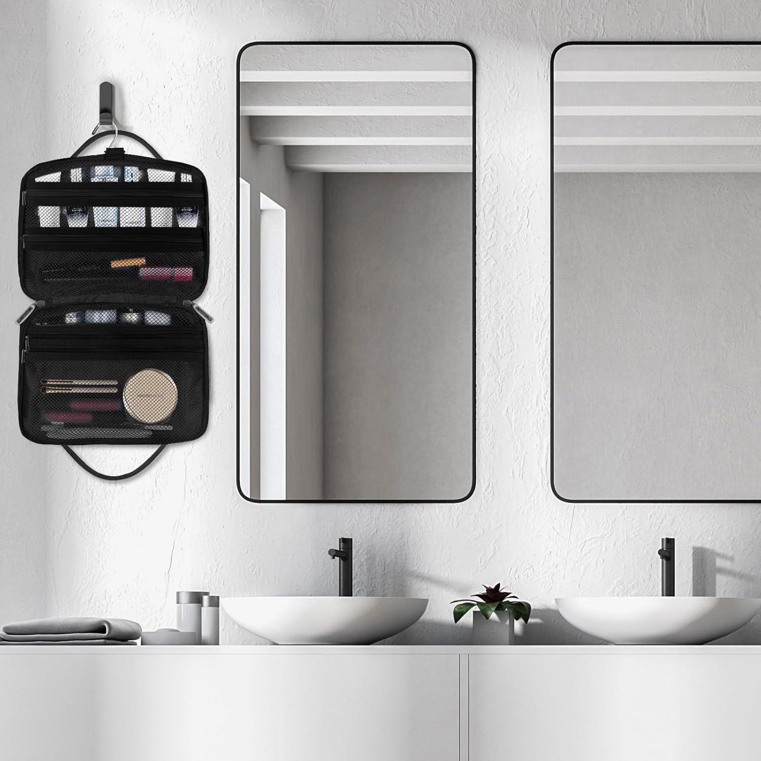 Markenlos Carttiya Herren Reise-Toilettasche – große hängende Toilettasche mit wasserdichter Toilettasche und Make-up-Tasche, praktische Reise-Toilettasche als Geschenk zum Vatertag (schwarz)