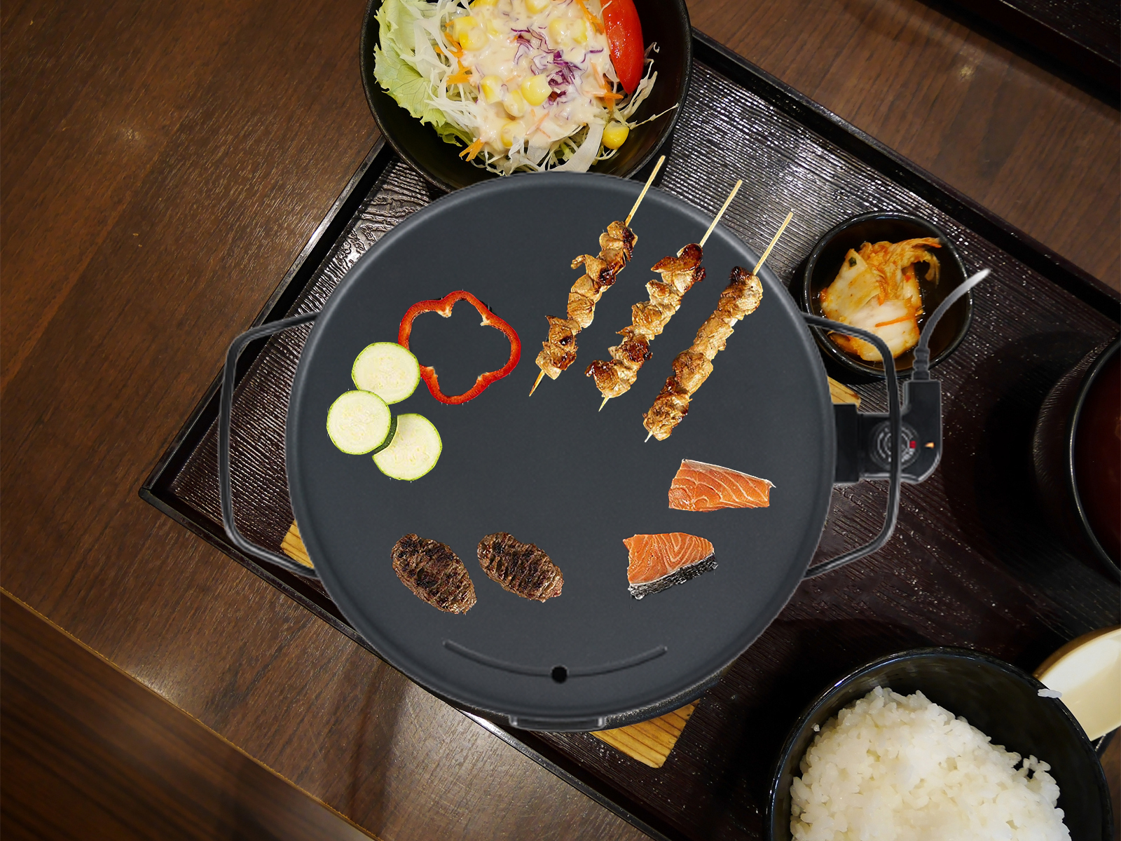 Tristar Haushaltsgeräte Runde Grillplatte 40 cm elektrisch Tischgrill Gourmetplatte schwarz BP-2787