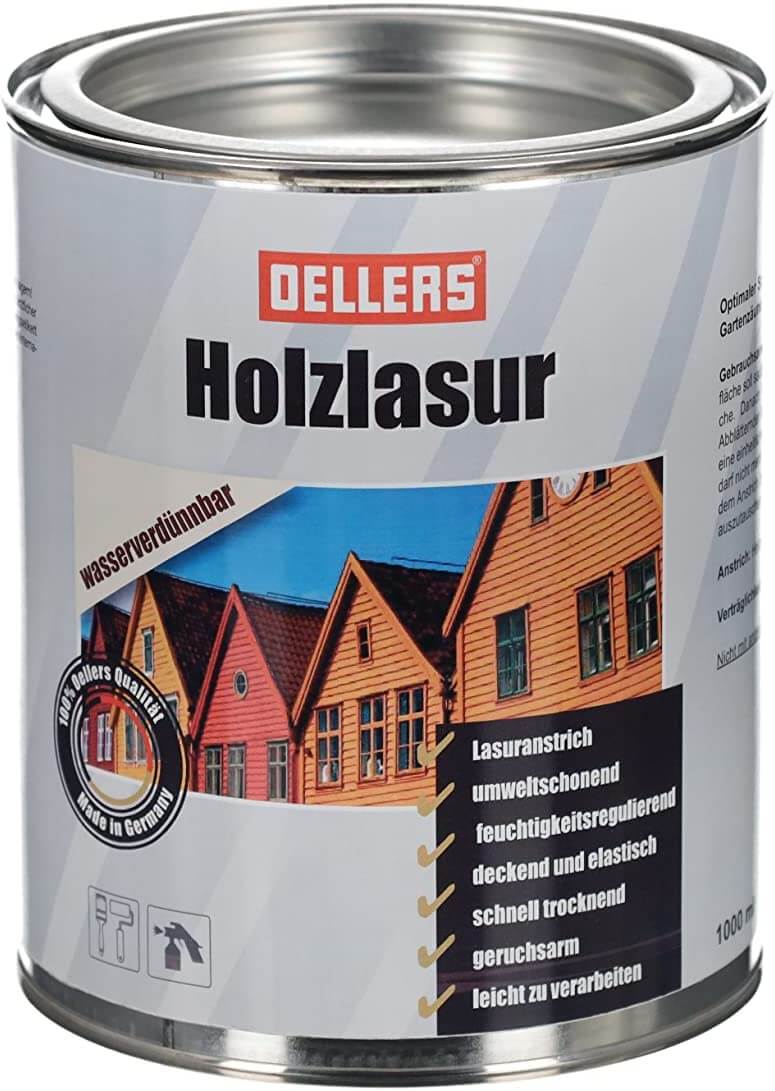 OELLERS Holzlasur wasserbasiert 1L Kastanie Dünnschichtlasur Imprägnierung Grundierung Lasur lasurw-kast-1l