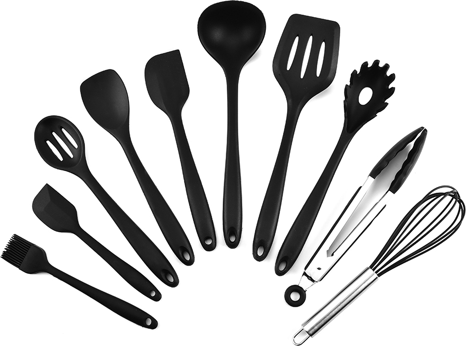 DECDEAL Silikon Kuechenutensilien Set 10 Stueck hitzebestaendiger Antihaft-Loeffel Spatel Schoepfloeffel Kochgeschirr Geschirr