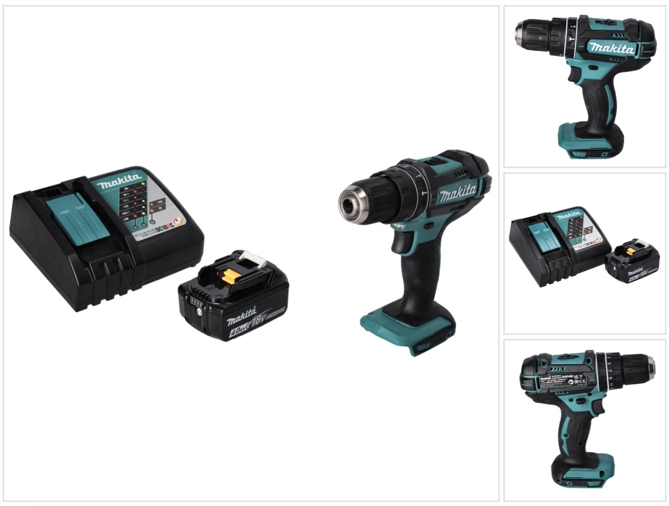 Akumulátorová príklepová vŕtačka Makita DHP 482 RM1 18 V 62 Nm + 1x akumulátor 4,0 Ah + nabíjačka